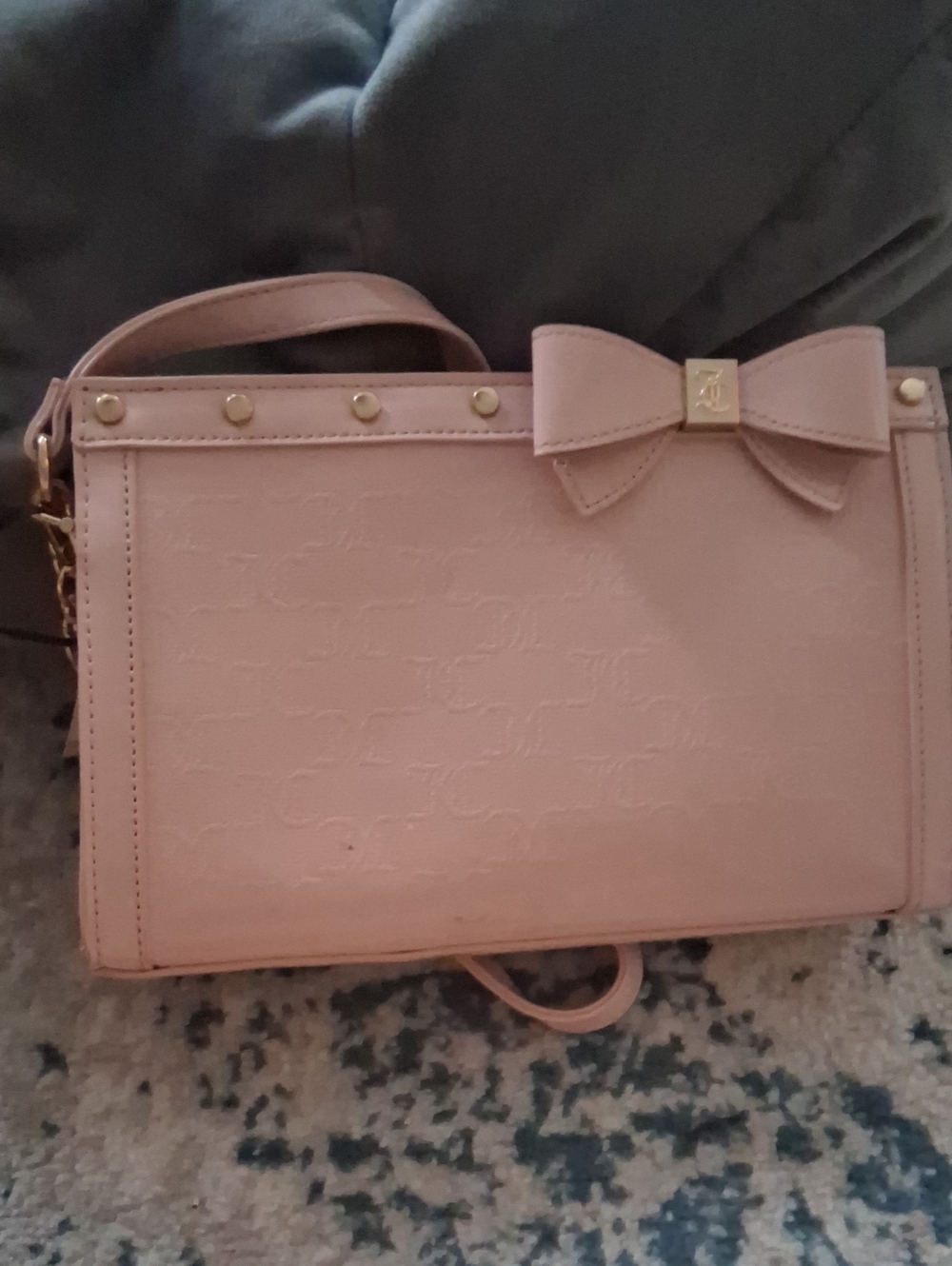 Juicy Couture Light Pink Bow Accent Crossbody Bag